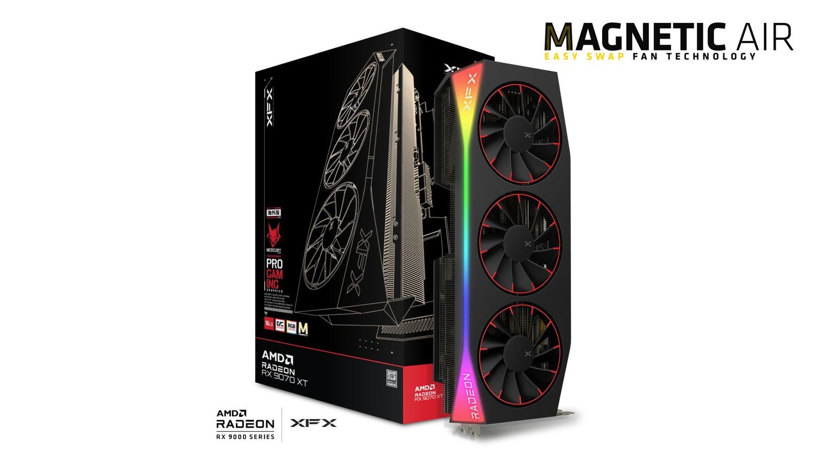 XFX RX9070 XT 16GB DDR6 Mercury Magnetic Air Gaming RGB OC