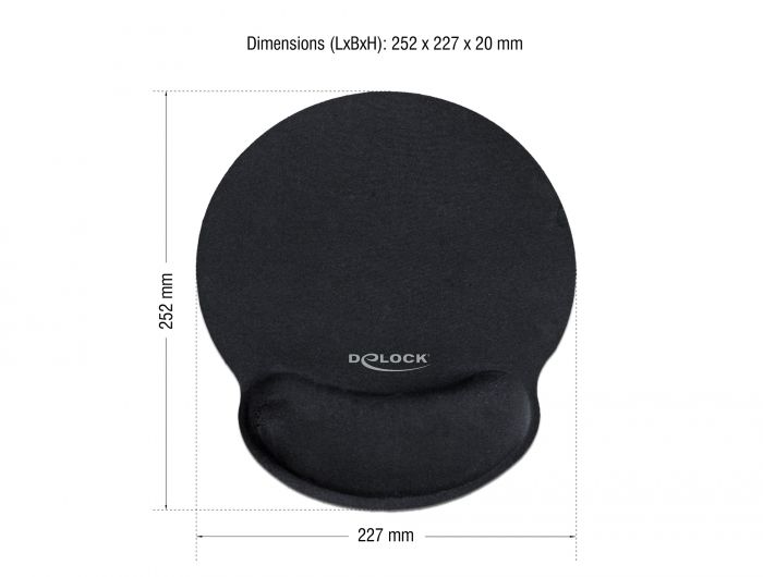 DeLock Ergonomic with Wrist Rest Egérpad Black
