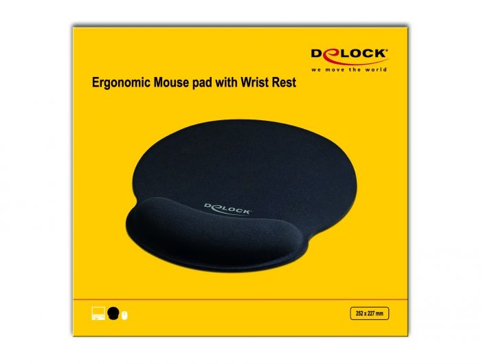 DeLock Ergonomic with Wrist Rest Egérpad Black