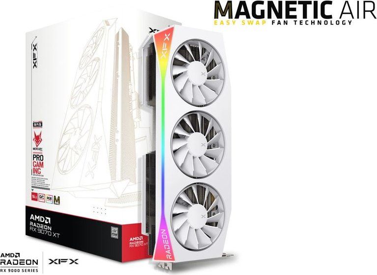 XFX RX9070 XT 16GB DDR6 Mercury Magnetic Air Gaming RGB OC White