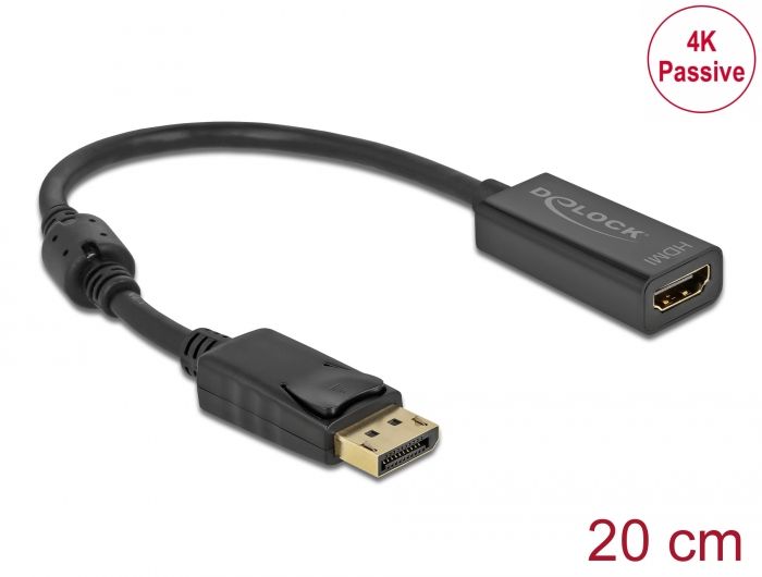 DeLock Adapter DisplayPort 1.2 male to HDMI female 4K Passive Black