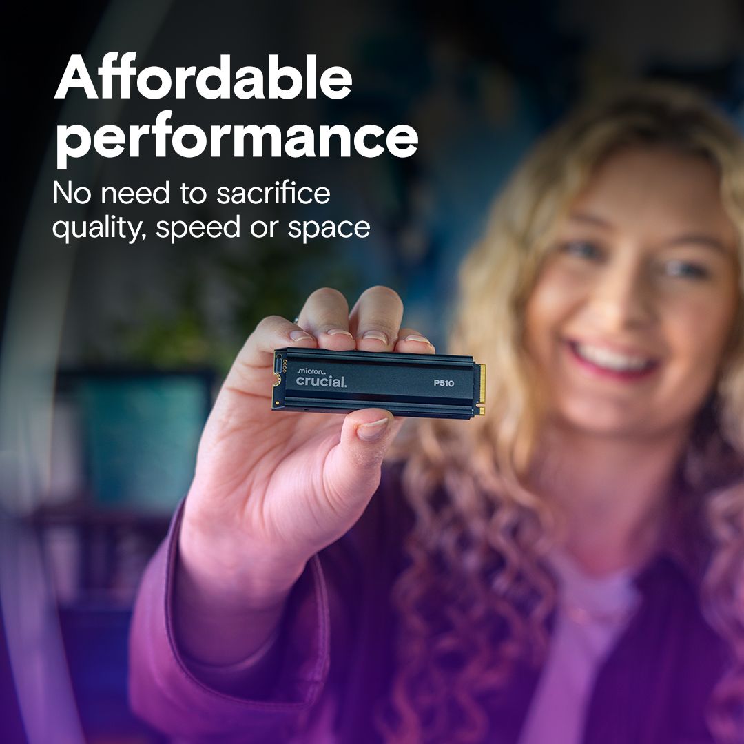 Crucial 2TB M.2 2280 NVMe P510 with Heatsink