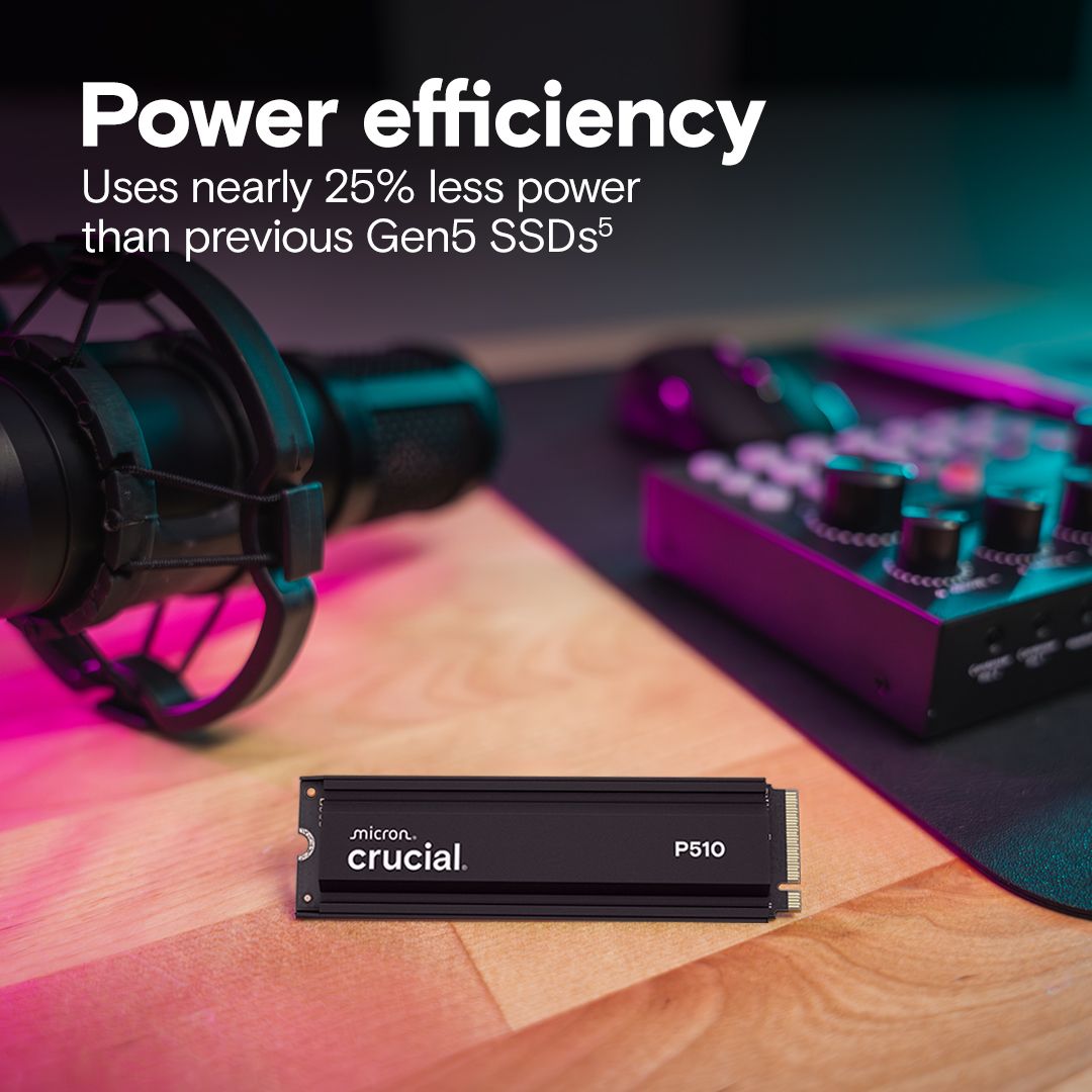 Crucial 2TB M.2 2280 NVMe P510 with Heatsink