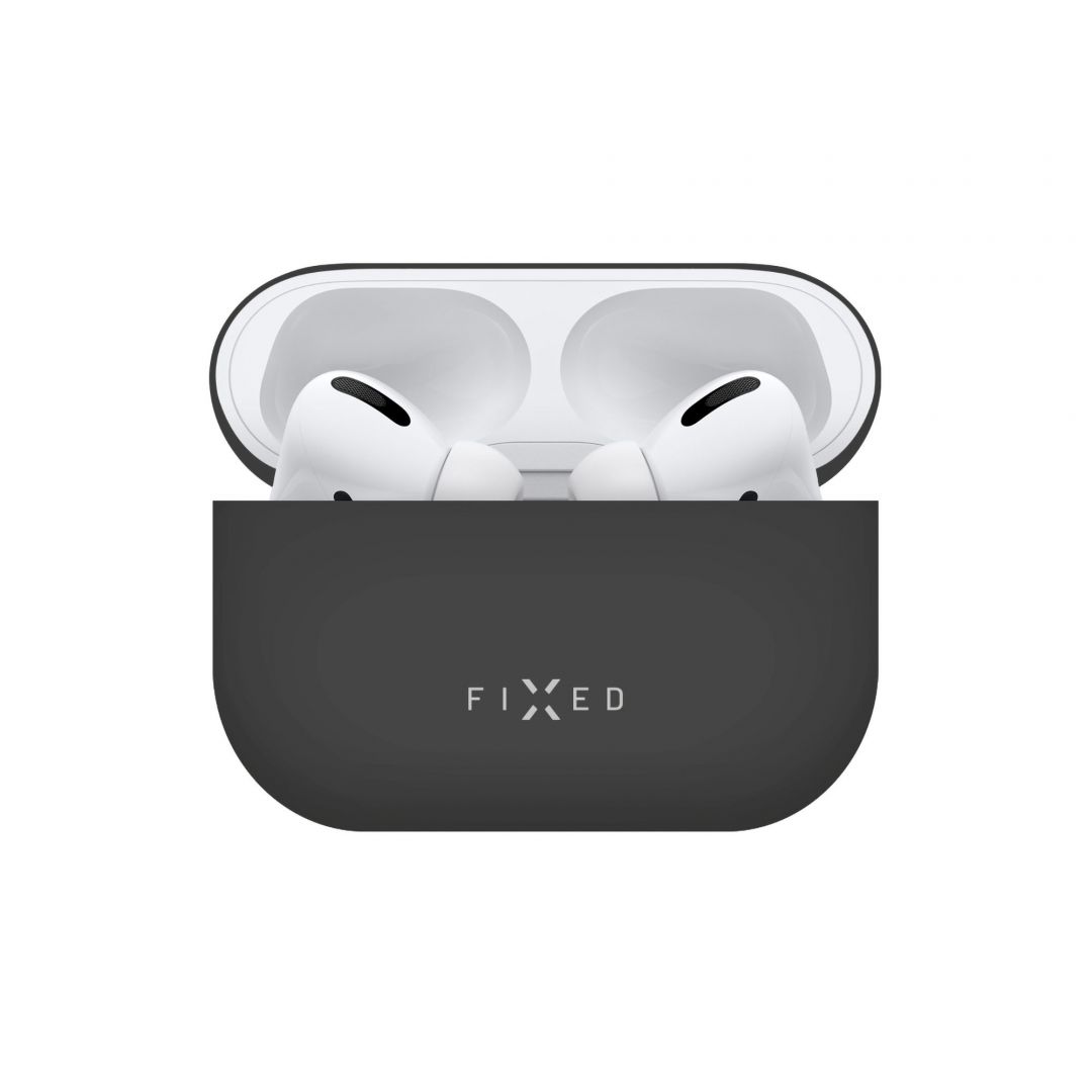 FIXED Silky szilikon tok Apple Airpods Pro fülhallgatóhoz, fekete