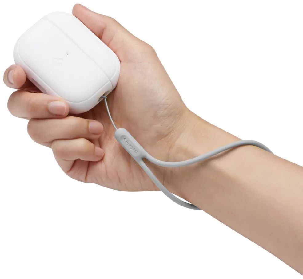Spigen Case Silicone Fit White + Strap AirPods Pro (2nd Gen) Grey