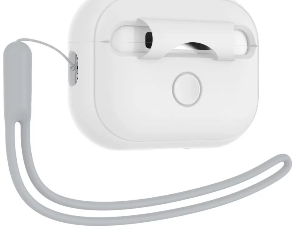 Spigen Case Silicone Fit White + Strap AirPods Pro (2nd Gen) Grey
