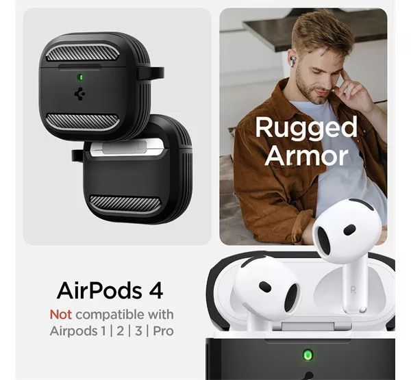 Spigen Rugged Armor AirPods 4 Matte Black