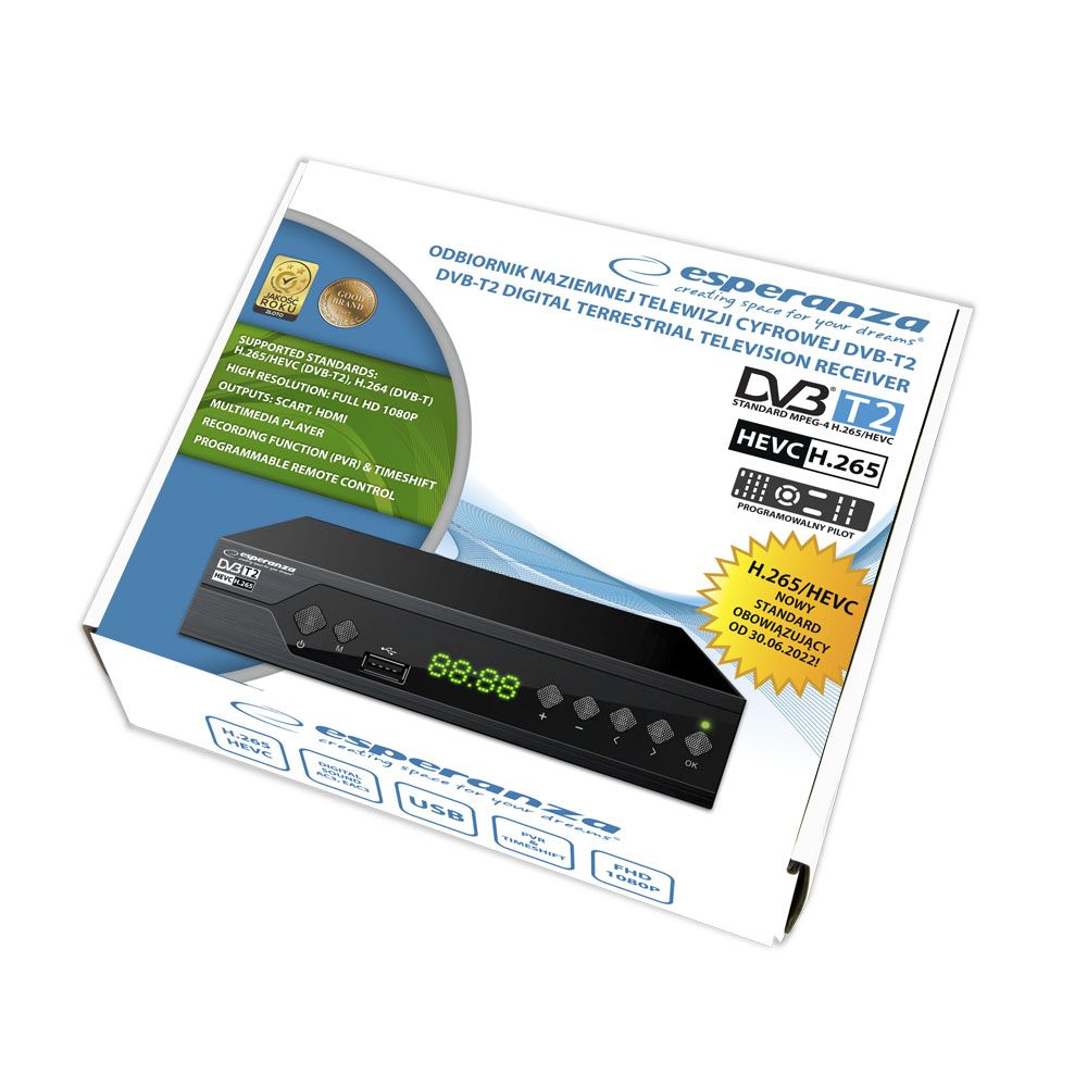 Esperanza EV107R DVB-T/T2 digital terrestrial TV decoder