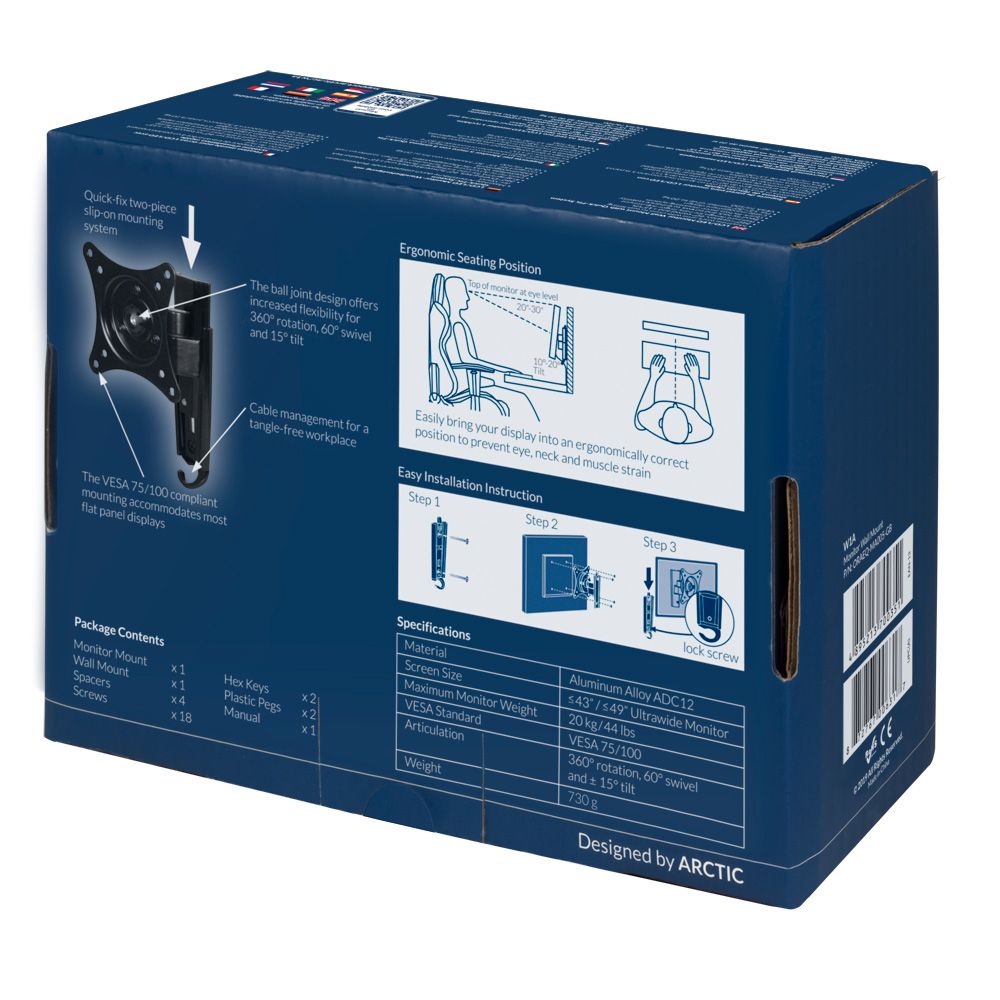 Arctic W1A Monitor Wall Mount Black