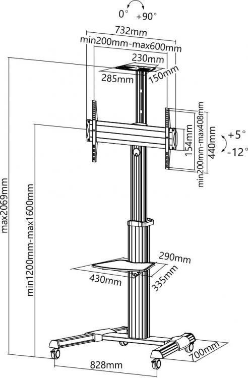 SBOX FS-446 Mobile Floor Stand Silver