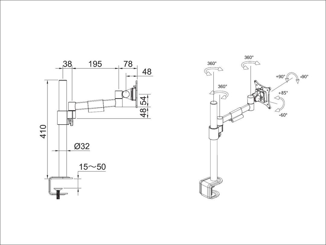 Multibrackets M VESA Deskmount Officeline Single 15