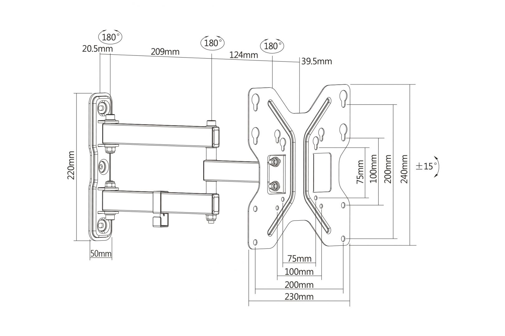 Digitus DA-90357 Universal LED/LCD Monitor Wall Mount Black