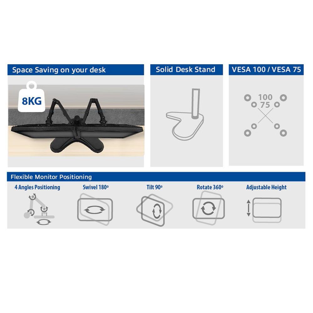ACT AC8320 Monitor desk stand 2 screens up to 35