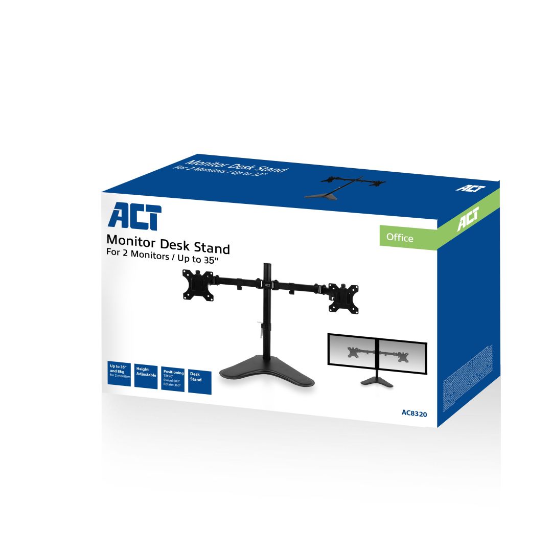 ACT AC8320 Monitor desk stand 2 screens up to 35