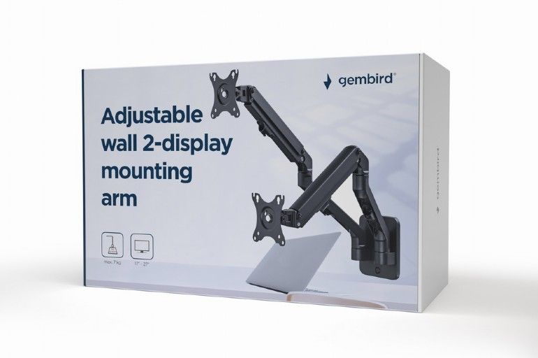 Gembird MA-WA2-01 Adjustable Wall 2-Display Mounting Arm 17