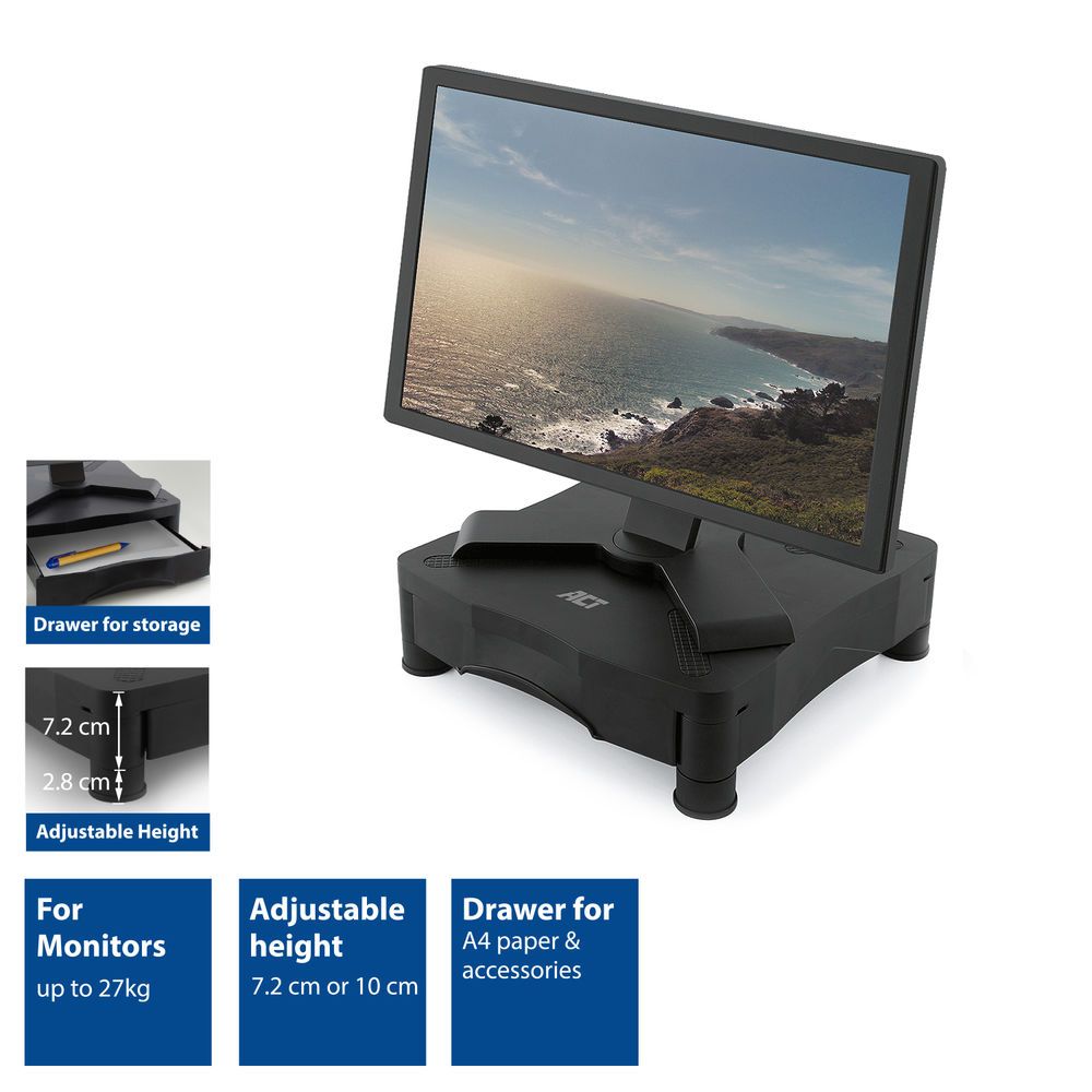 ACT AC8200 Monitor Stand with One Drawer 10