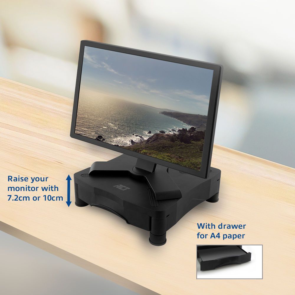 ACT AC8200 Monitor Stand with One Drawer 10