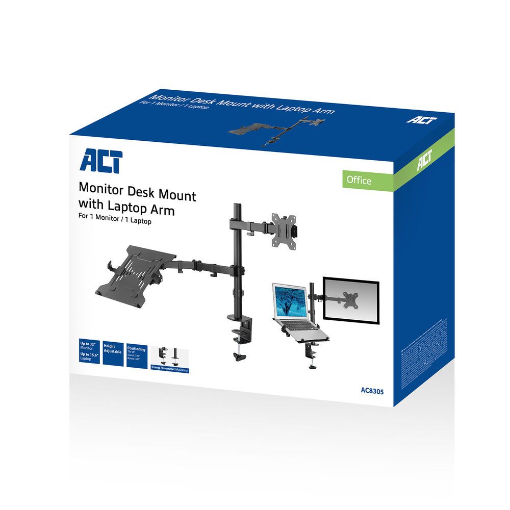 ACT AC8305 Single Monitor Arm with Laptop Arm 10