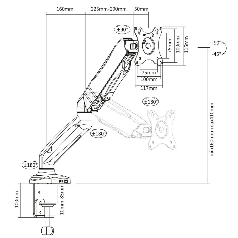ACT AC8311 Gas Spring Monitor Arm Office 13