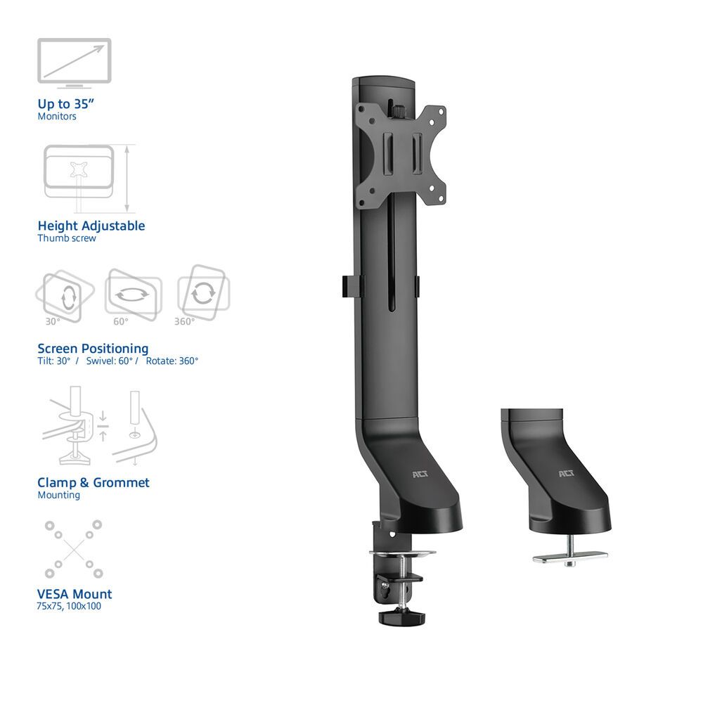 ACT AC8321 Single Monitor Arm Office Quick Height Adjustment 10