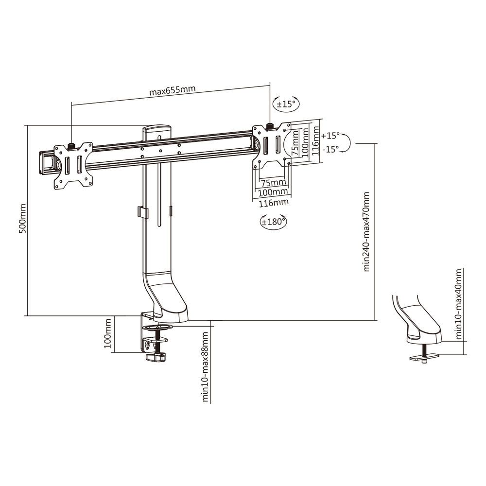 ACT AC8322 Dual Monitor Arm Office Quick Height Adjustment 10