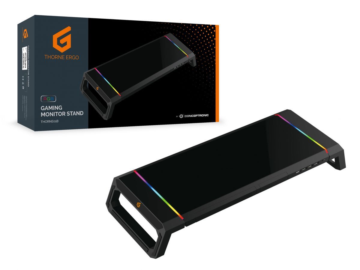 Conceptronic  Ergo Gaming Monitor Stand with USB Hub Black