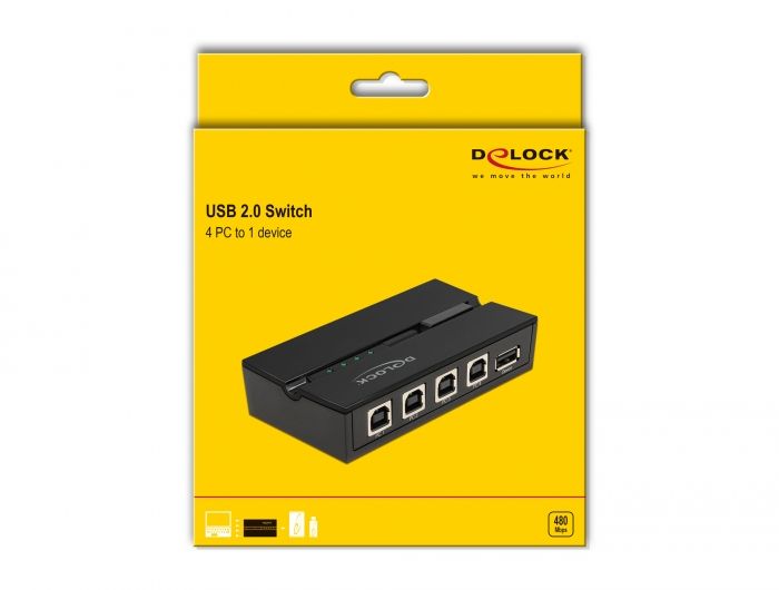 DeLock USB 2.0 Switch 4 PC to 1 device Black