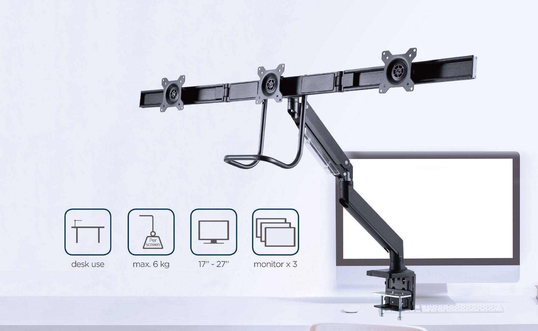 Gembird MA-DA3-03 Desk mounted adjustable monitor arm for 3 monitors 17
