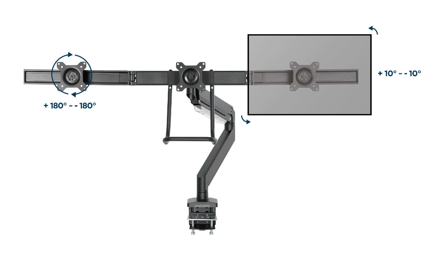Gembird MA-DA3-03 Desk mounted adjustable monitor arm for 3 monitors 17