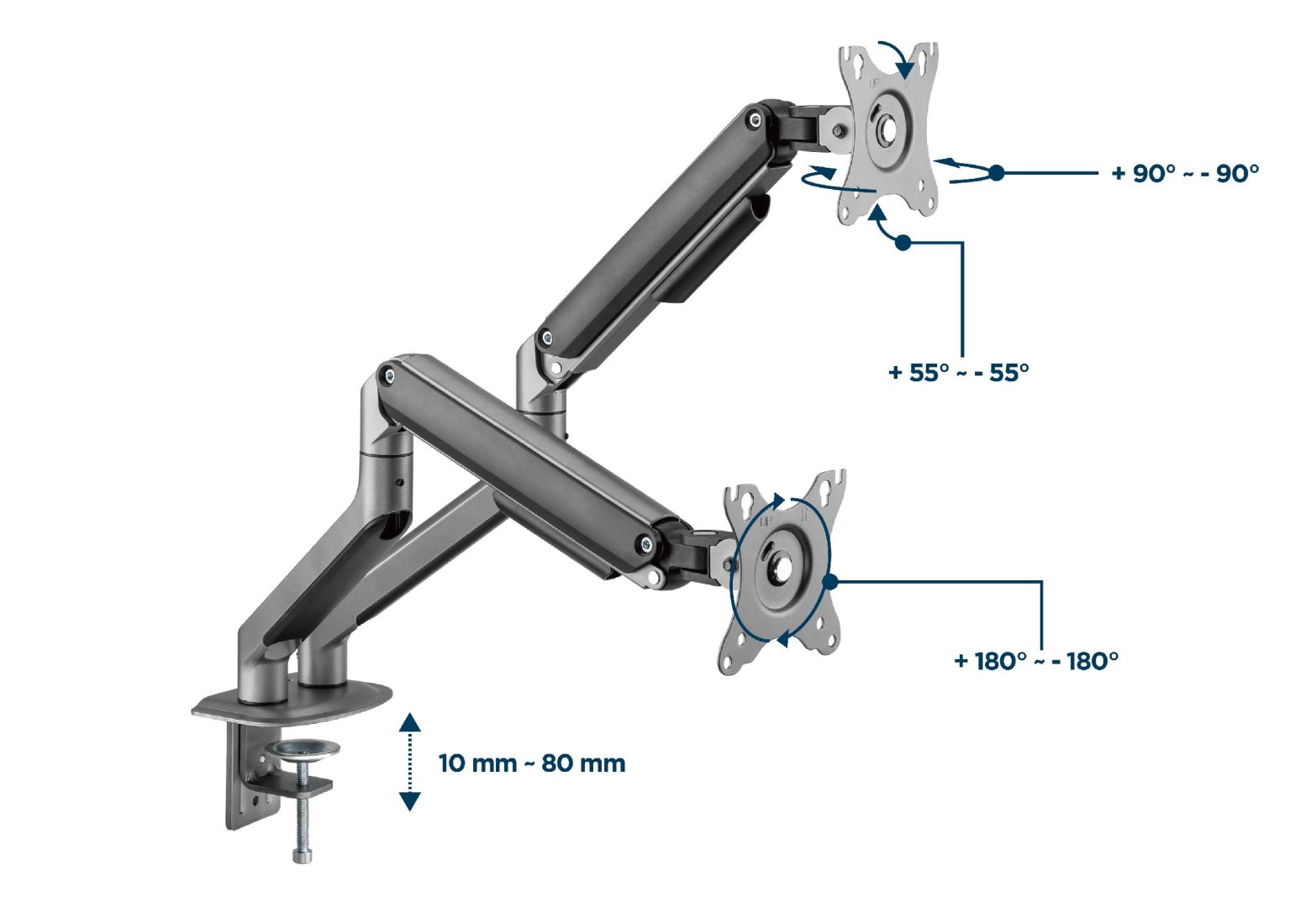 Gembird MA-DA2-05 Desk mounted adjustable double monitor arm 17