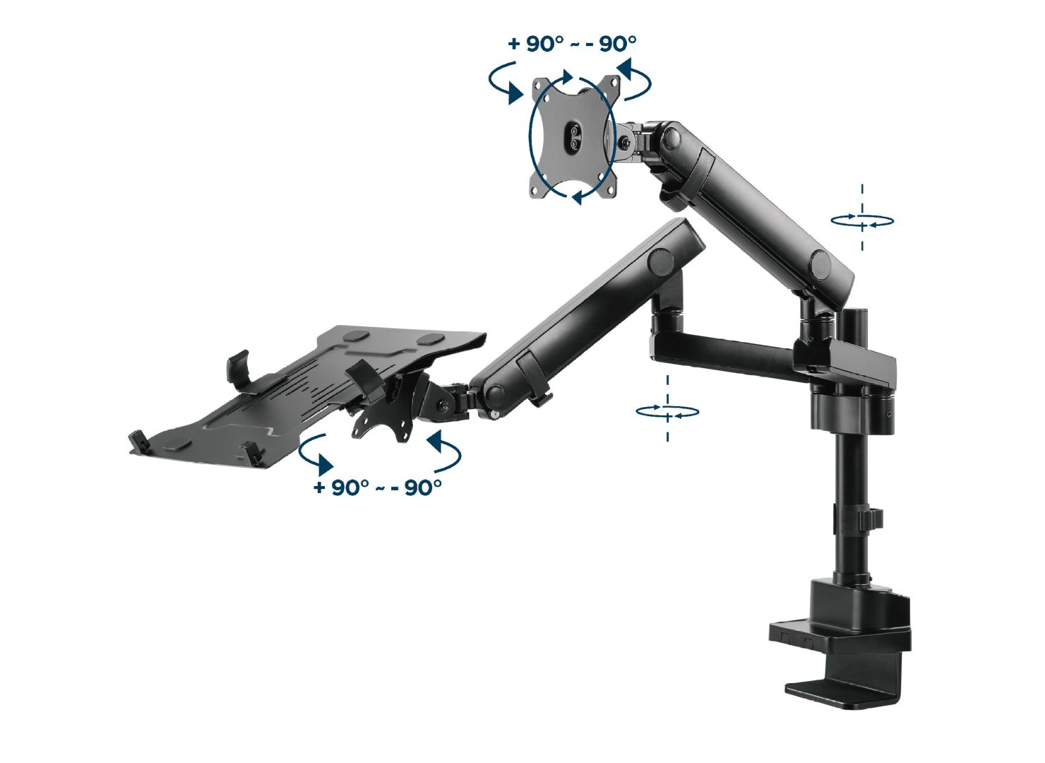 Gembird MA-DA3-02 Desk mounted adjustable monitor arm with notebook tray (full-motion) 17