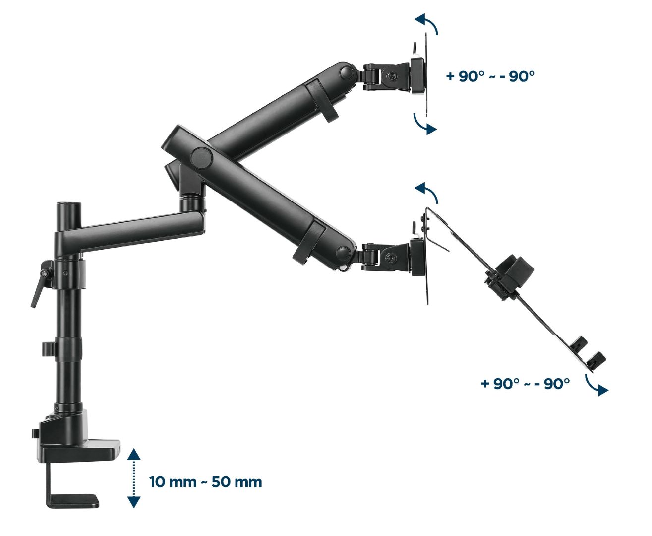 Gembird MA-DA3-02 Desk mounted adjustable monitor arm with notebook tray (full-motion) 17