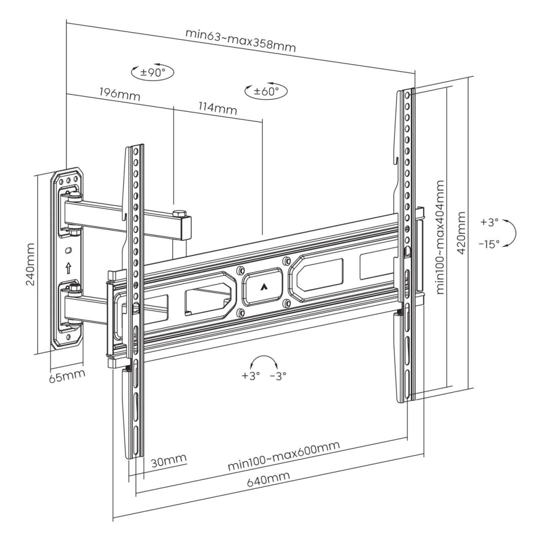 Manhattan Full-Motion TV Wall Mount with Post-Leveling Adjustment 37