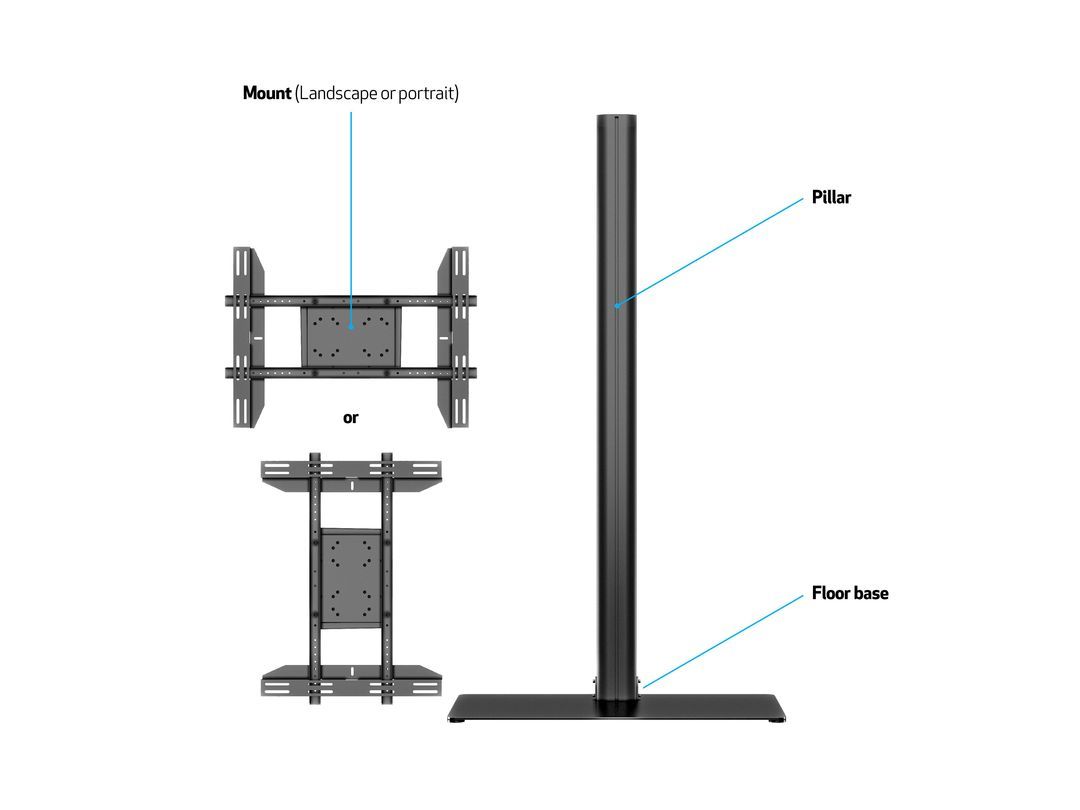 Multibrackets M Display Stand 180 Single Black w. Floorbase 24