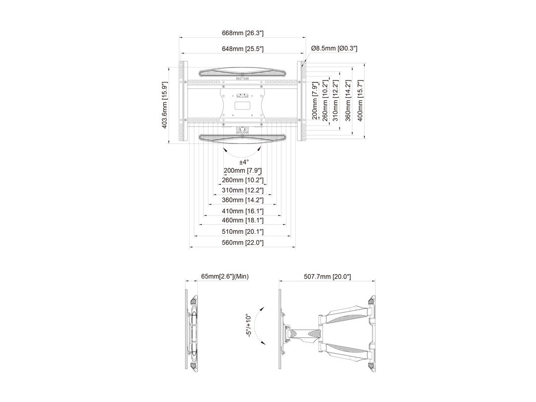 Multibrackets M VESA Flexarm Full Motion Single Portrait 400x600 32