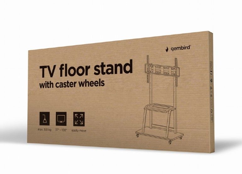Gembird TVS-100F-01 TV floor stand with caster wheels 37