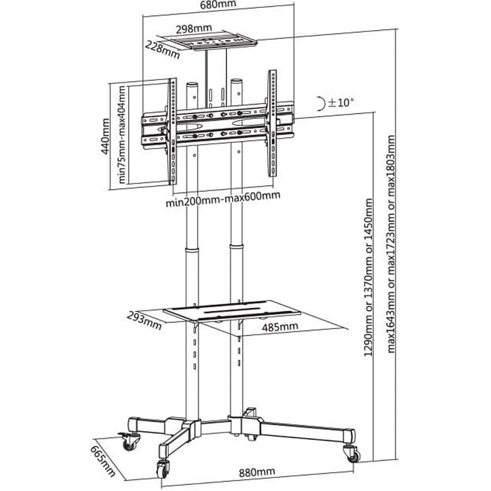 TECHLY  Floor Trolley with Shelf LCD/LED/Plasma 37
