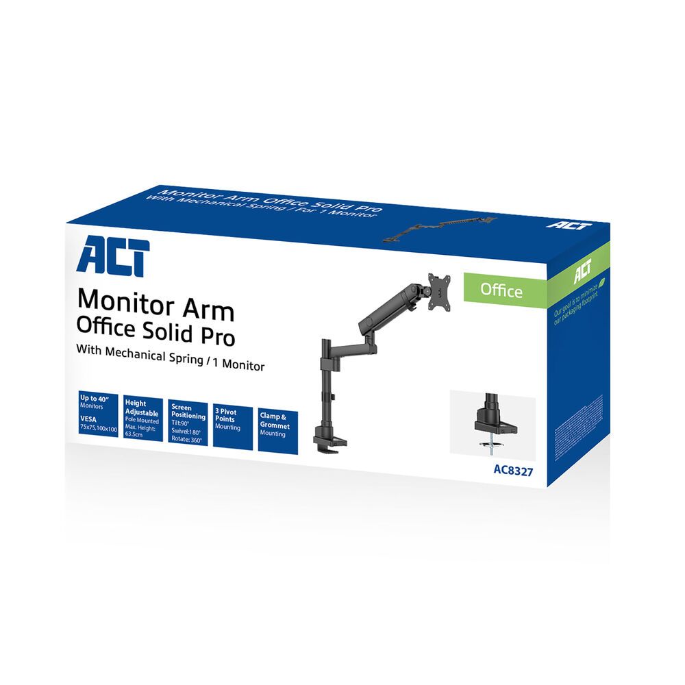 ACT AC8327 Single monitor arm office solid pro with mechanical spring