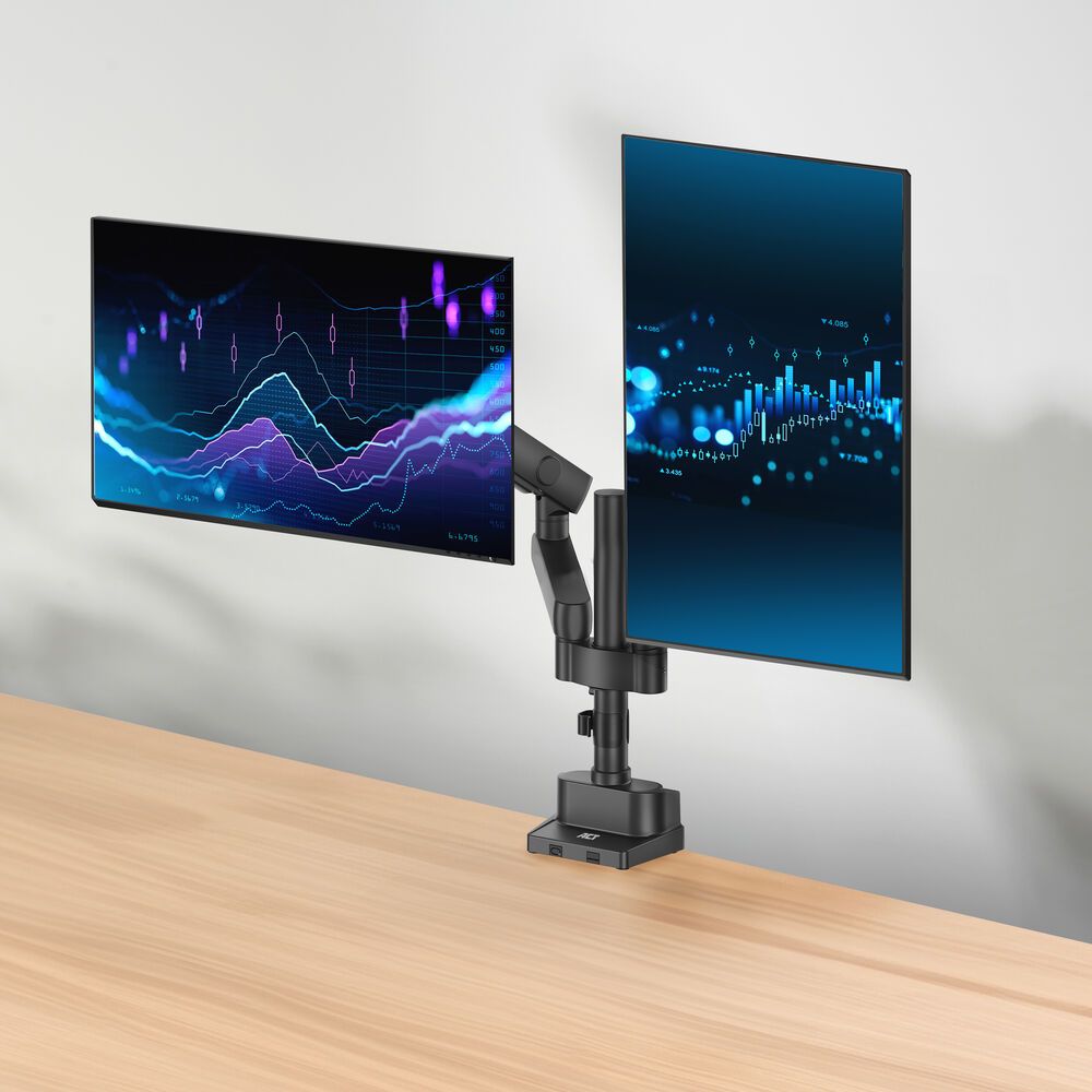 ACT AC8328 Dual monitor arm office solid pro, with mechanical spring