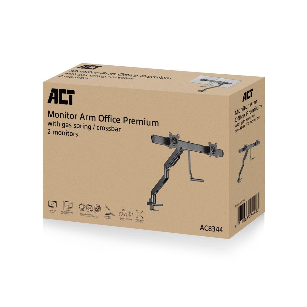 ACT AC8344 Dual Monitor Arm Office Premium with Gas Spring Crossbar