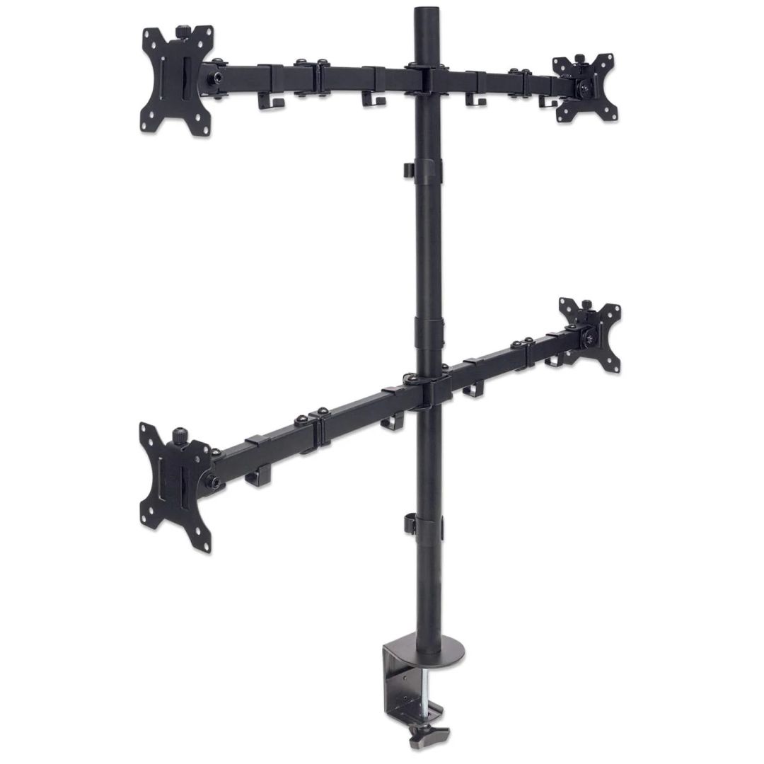 Manhattan Universal Four Monitor Mount with Double-Link Swing Arms