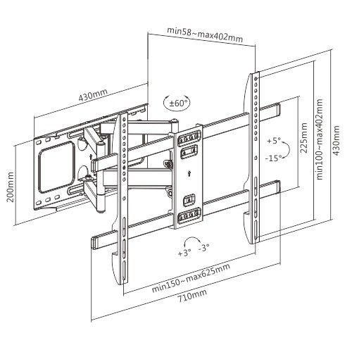Gembird Full-motion TV wall mount 37