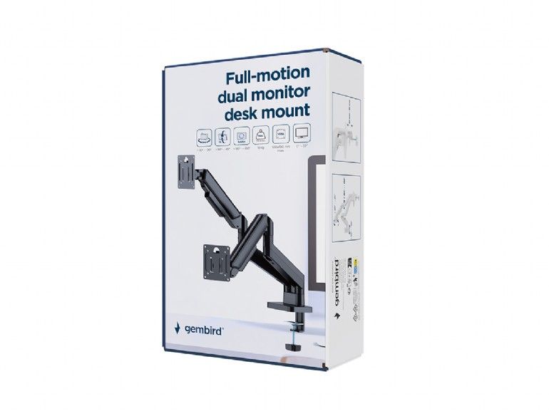 Gembird Desk mounted adjustable double monitor arm 17