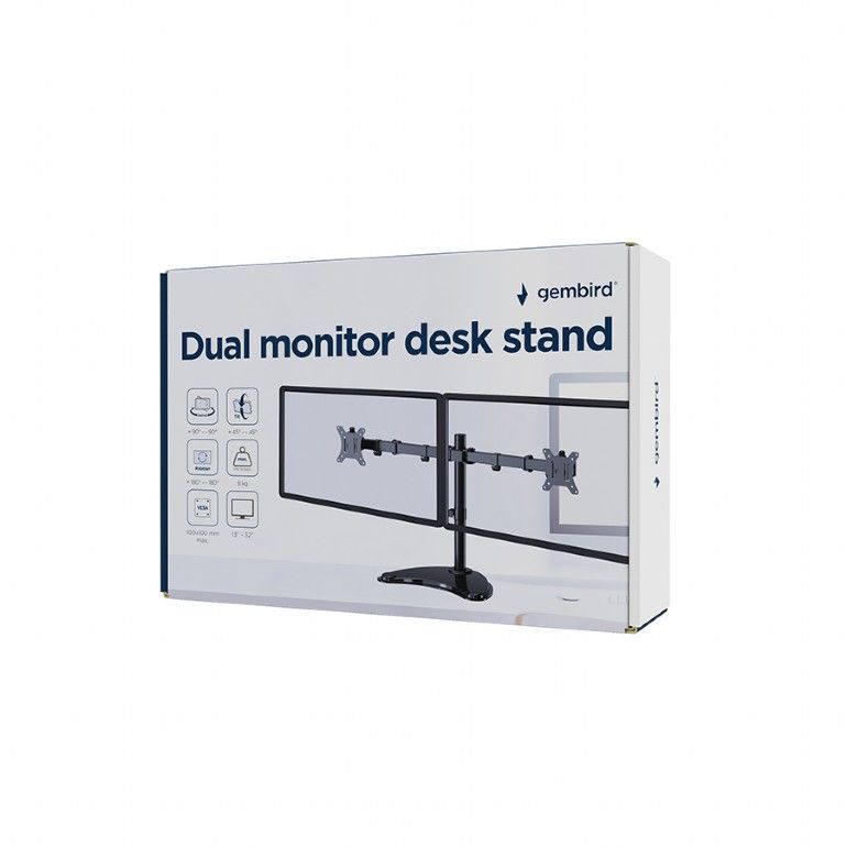 Gembird Dual monitor desk stand 13”-32” Black