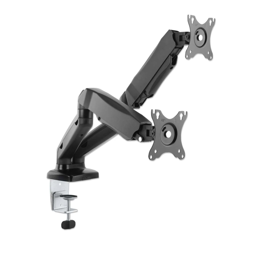 Manhattan Aluminum Gas Spring Dual Monitor Desk Mount 17