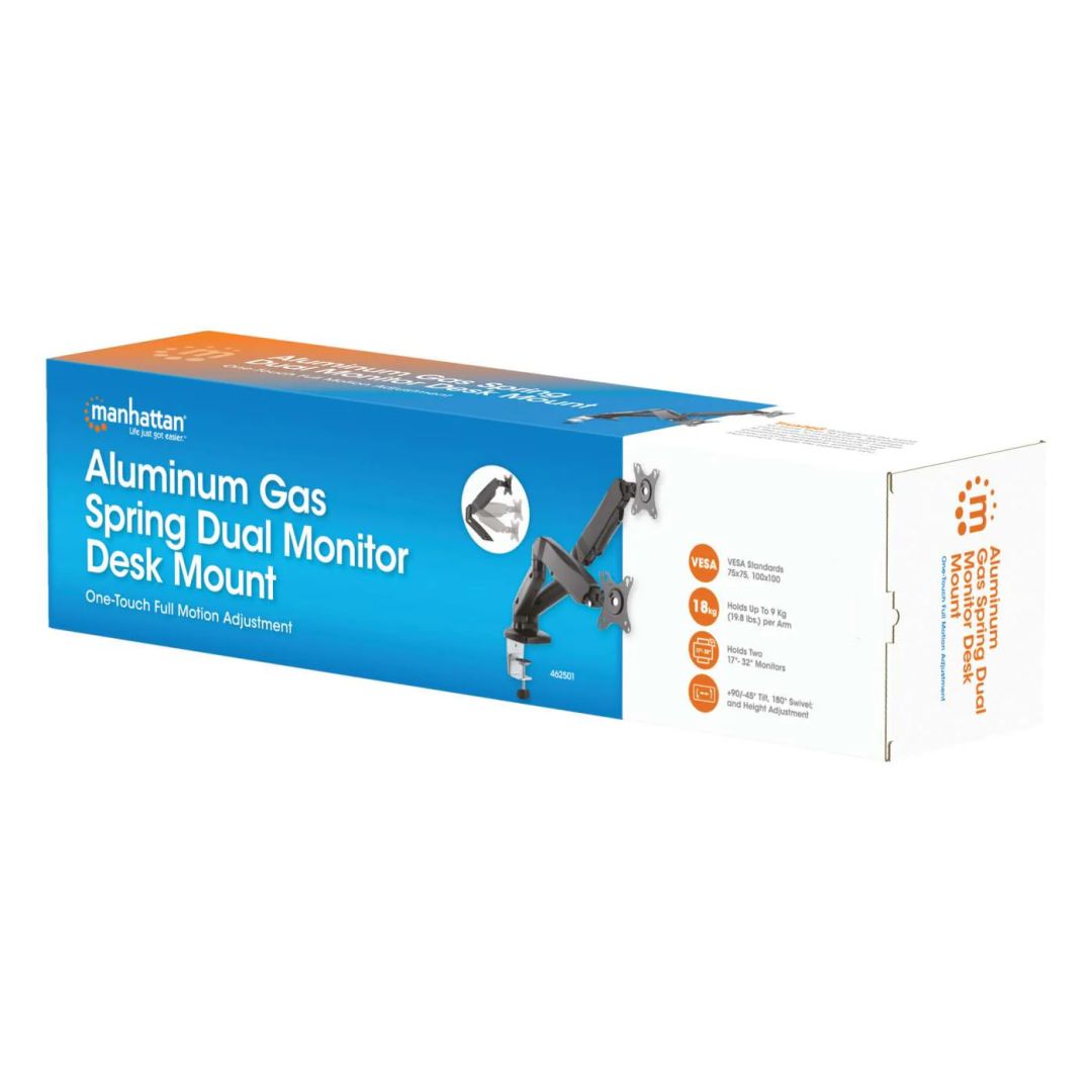 Manhattan Aluminum Gas Spring Dual Monitor Desk Mount 17