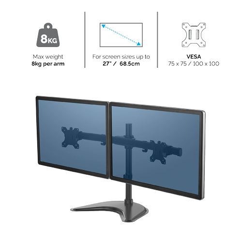 Fellowes Seasa Freestanding Dual Horizontal Monitor Arm