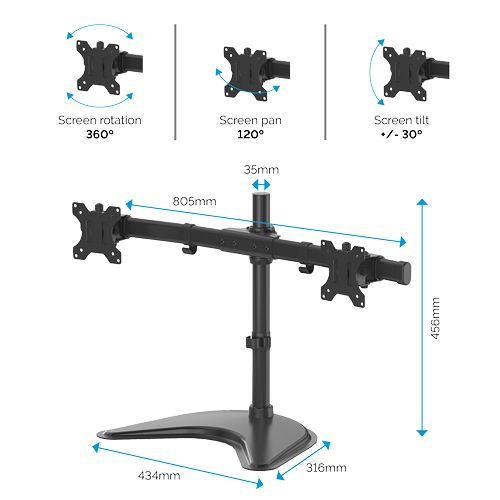 Fellowes Seasa Freestanding Dual Horizontal Monitor Arm