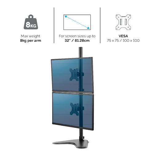 Fellowes Seasa Freestanding Dual Stacking Monitor Arm