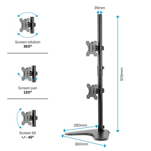 Fellowes Seasa Freestanding Dual Stacking Monitor Arm